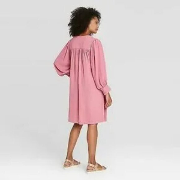 Prologue Balloon Long-Sleeve Dress Heather Rose Size Medium - Picture 9 of 9